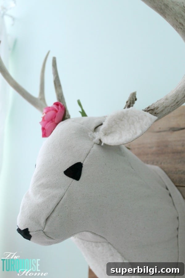 DIY Plush Deer Head Wall Mount Tutorial and Pattern 11 DIY Plush Deer Head | TheTurquoiseHome.com