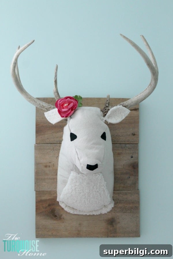 DIY Plush Deer Head Wall Mount Tutorial and Pattern 12 DIY Plush Deer Head | TheTurquoiseHome.com
