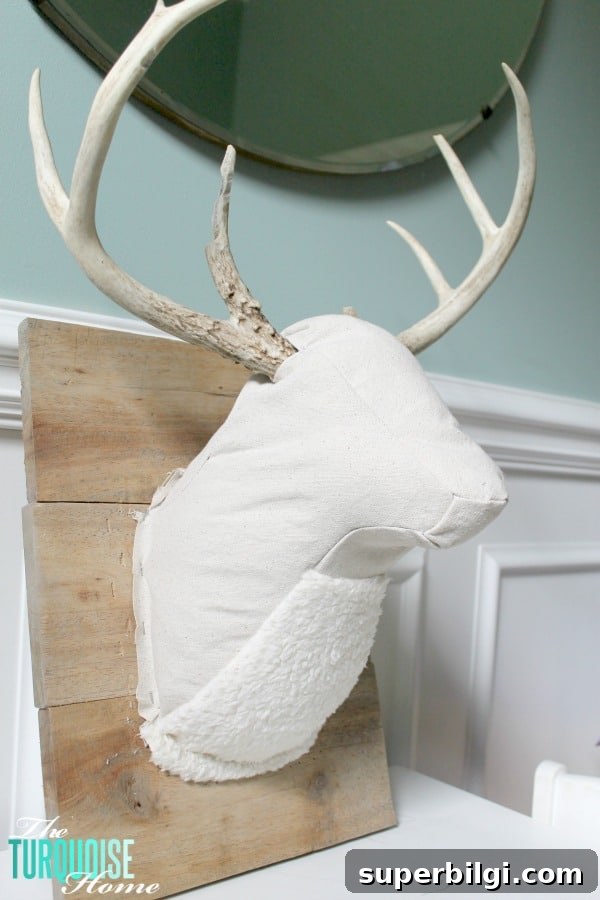 DIY Plush Deer Head Wall Mount Tutorial and Pattern 7 DIY Plush Deer Head | TheTurquoiseHome.com