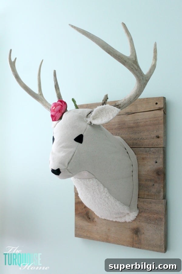 DIY Plush Deer Head Wall Mount Tutorial and Pattern 8 DIY Plush Deer Head | TheTurquoiseHome.com