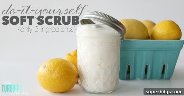 DIY Gentle Body and Face Scrub Recipe for Smooth Skin 2 Before I found this all-natural DIY soft scrub, my husband thought my kitchen sink was an off-white color. But since discovering this amazing cleaning product (made with only 3 ingredients), I've cleaned my sink every day. It's whiter than when I used bleach on it! Get the recipe via TheTurquoiseHome.com
