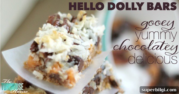 Classic Hello Dolly Magic Bars Recipe 4 This quick and easy dessert is the traditional and yummy Hello Dolly Bar, but can also be called a Magic Bar or a 7 Layer Bar. Whatever you call it, the soft, delicious graham cracker crust, rich chocolate and crunchy coconut drizzled with sweetened condensed milk is so scrumptious that you'll be making them for every pool party this summer. | Recipe via TheTurquoiseHome.com