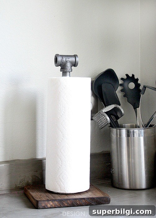 16 Rustic Industrial Home Decor Ideas to Transform Your Space 11 DIY Industrial Paper Towel Holder