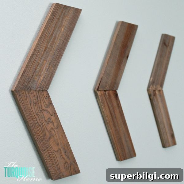 DIY Chevron Arrow Designs for Crafts and Home Decor 4 How about a cute set of arrows on the wall that hardly require any DIY at all? Quick, Easy - and Cute - Simple Chevron Arrows | Full tutorial at TheTurquoiseHome.com