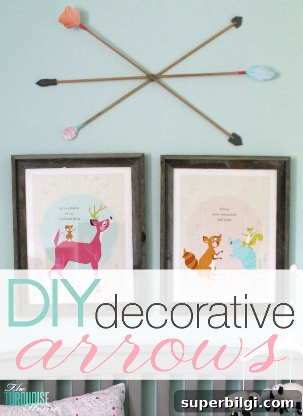 DIY Decorative Arrows: Rustic Wall & Mantel Decor Ideas 2 These DIY decorative arrows are so inexpensive and cute! The perfect finishing touch to a girl's woodland nursery. | Details at TheTurquoiseHome.com