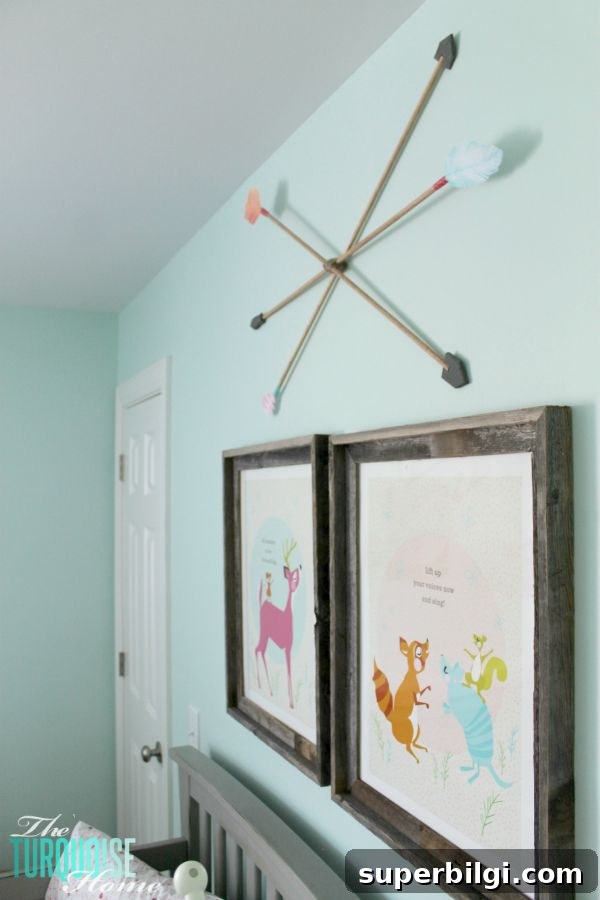 DIY Decorative Arrows: Rustic Wall & Mantel Decor Ideas 6 These DIY decorative arrows are so inexpensive and cute! The perfect finishing touch to a girl's woodland nursery. | Details at TheTurquoiseHome.com