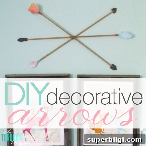 DIY Decorative Arrows: Rustic Wall & Mantel Decor Ideas 7 These DIY decorative arrows are so inexpensive and cute! The perfect finishing touch to a girl's woodland nursery. | Details at TheTurquoiseHome.com