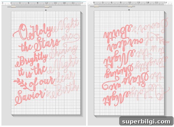 O Holy Night lettered sign with Isabella font on the Silhouette Cameo. 