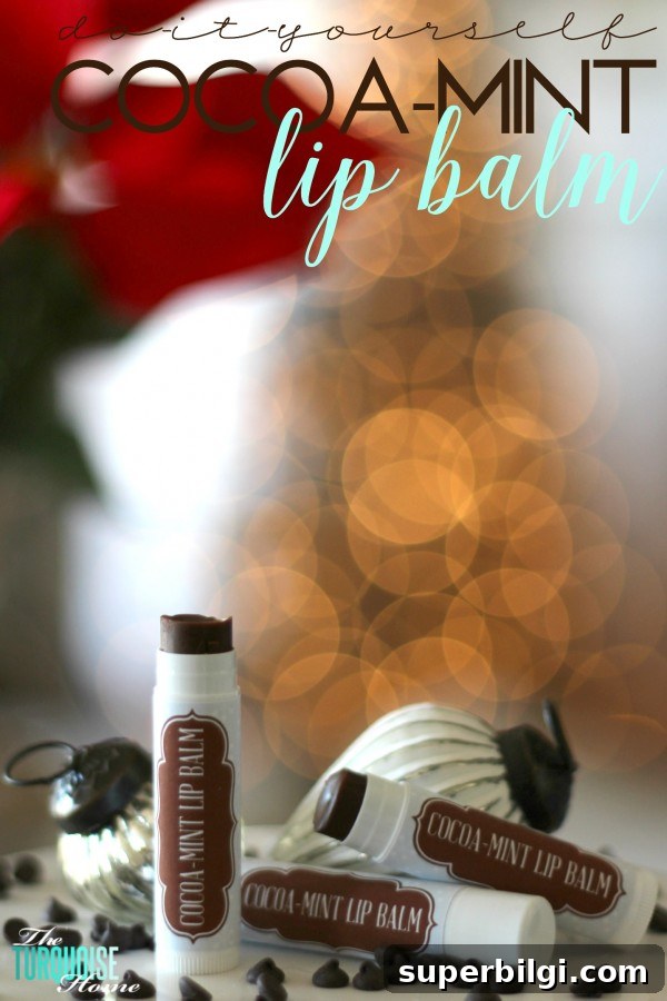 Your lips with LOVE you! Luxurious Cocoa-Mint Lip Balm | Recipe at TheTurquoiseHome.com
