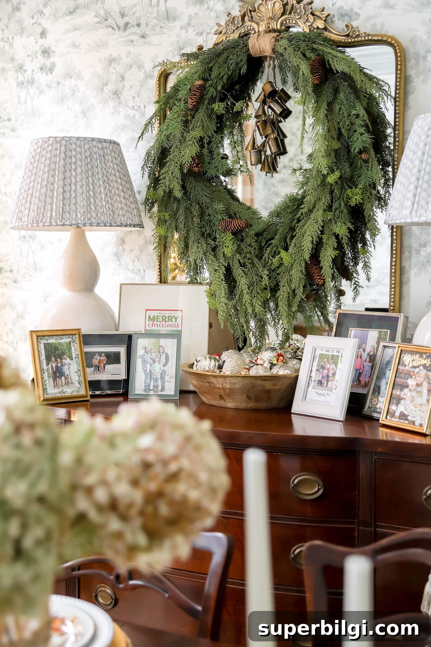 Affordable DIY Christmas Decor Ideas 3 collected family Christmas cards in frames DIY Christmas Decorations on a Budget