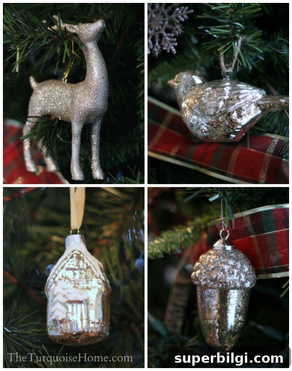 Rustic Plaid and Burlap Christmas Tree Decor 6 Chalkboard Wood-Slice Ornaments #DIY #Christmas