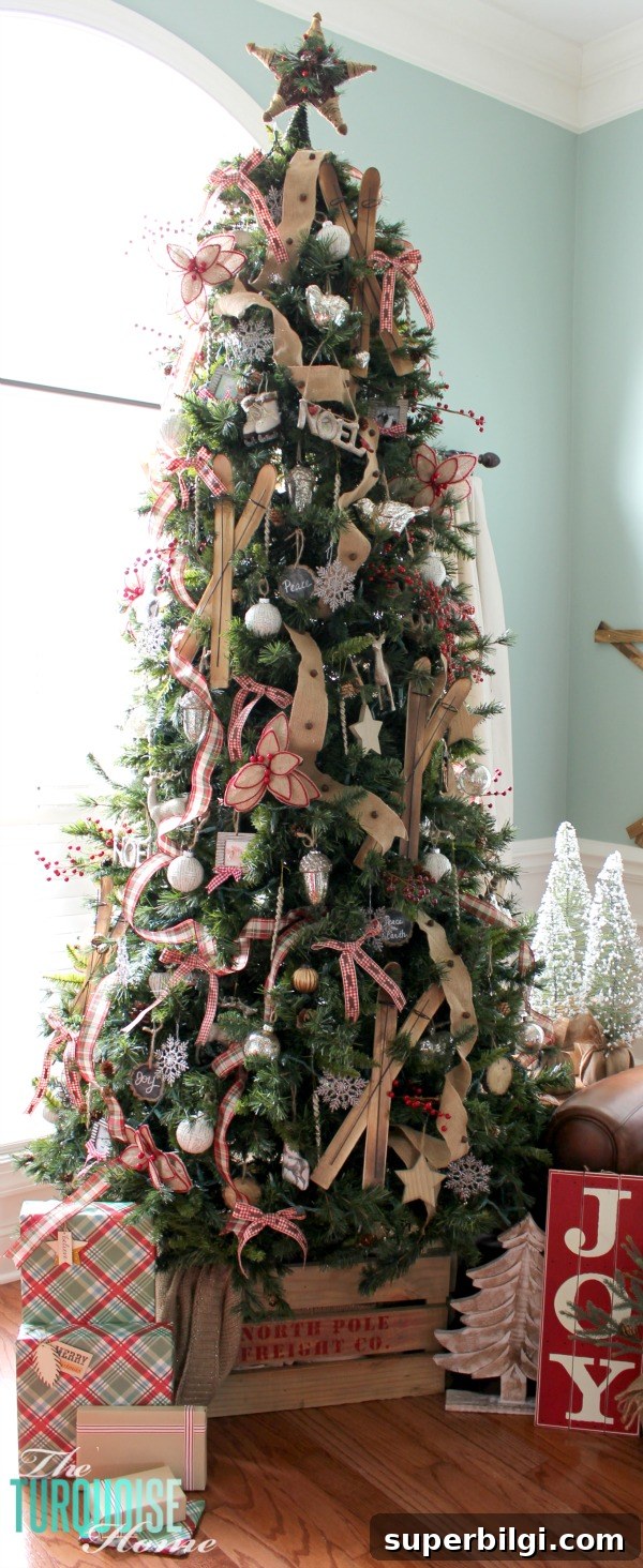 Rustic Plaid and Burlap Christmas Tree Decor 8 A Country Plaid and Burlap Christmas Tree with burlap, plaid and buffalo check! | All the details at TheTurquoiseHome.com