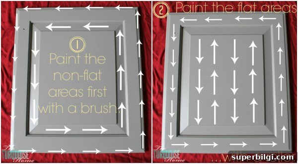 DIY Paint Kitchen Cabinets Without Professional Tools 13 How to Paint Your Kitchen Cabinets with a roller and a brush | TheTurquoiseHome.com
