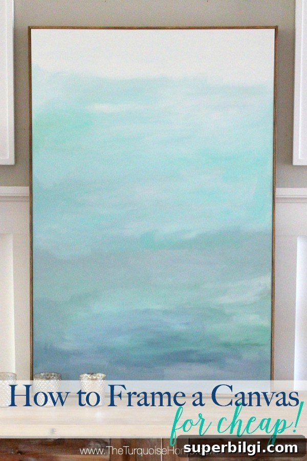 How to Frame a Canvas on a Budget: DIY Guide 4 No WAY! This is such an easy (and cheap!) way frame a canvas. It makes a $22 DIY art piece look like it's worth much more!!