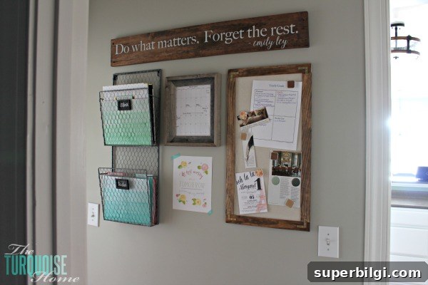 Control Paper Clutter with an Industrial Command Center 9 Art and reminders on the command center