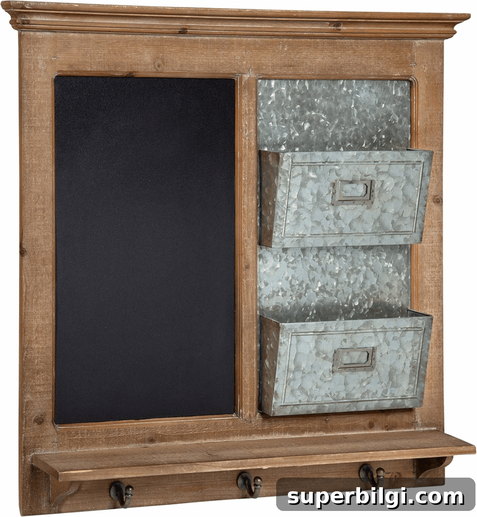 10 Family Command Center Ideas to Organize Your Home 9 one-stop command center with chalkboard and mail slots and hooks.