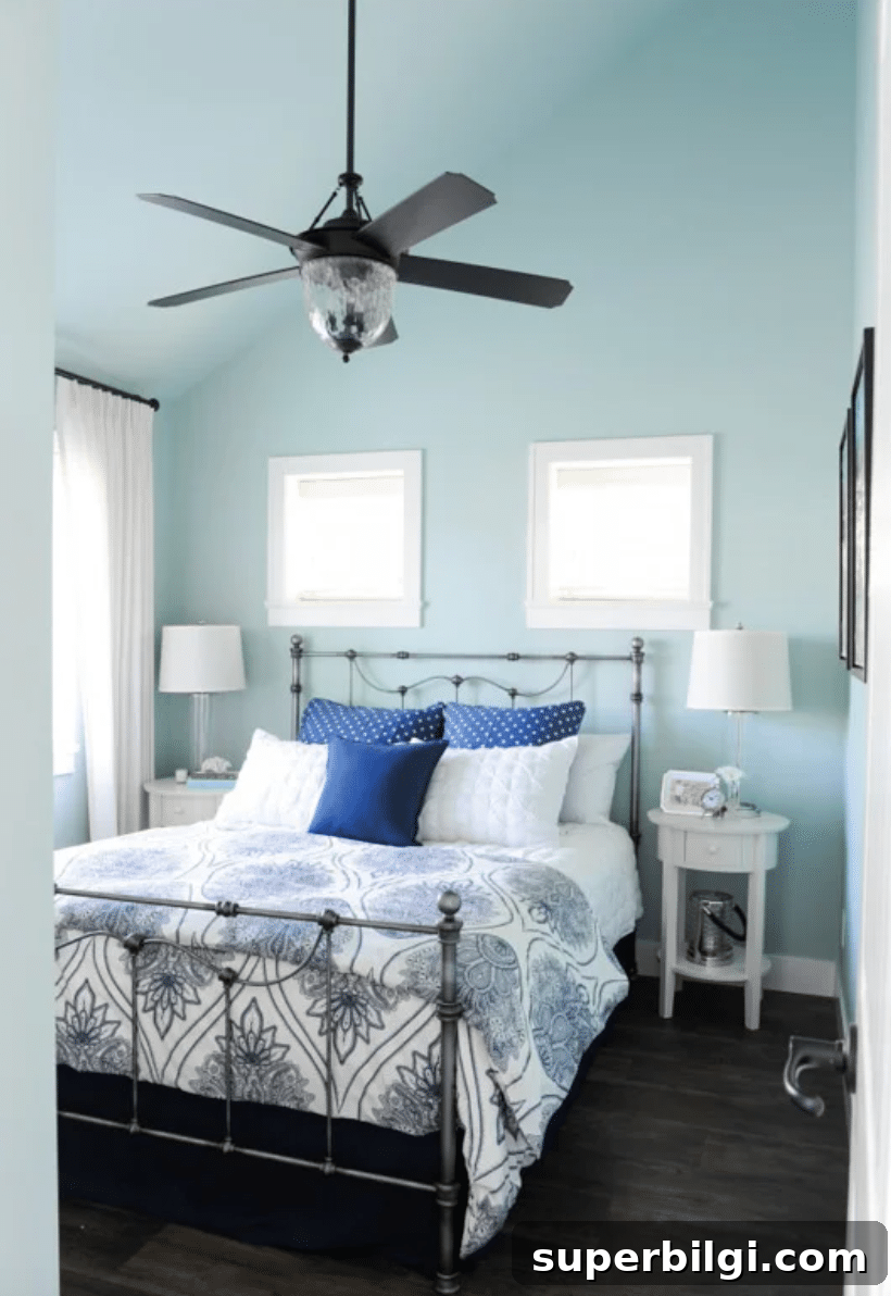 Benjamin Moore Palladian Blue: Paint Color Spotlight 7 muted blue bedroom from Maria Killam