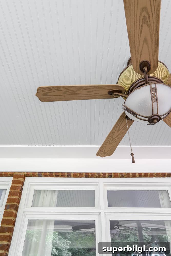 haint blue porch ceiling in Sea Salt