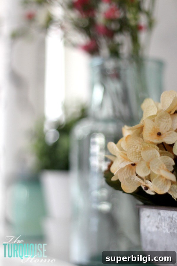How to Style a Farmhouse Spring Mantel 4 Farmhouse Fresh Spring Mantel | All the details to get this look at TheTurquoiseHome.com