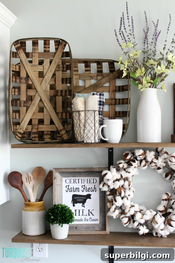 How to Build Farmhouse Shelves for Under $40 10 Finished DIY farmhouse shelves in kitchen