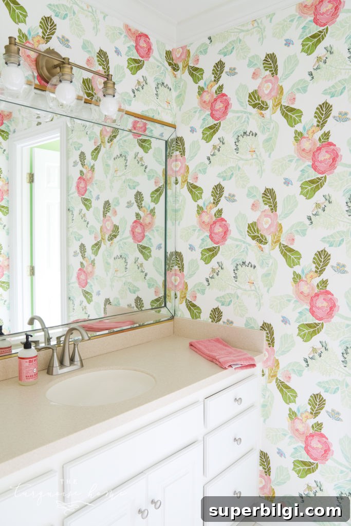 15+ Large Wall Decor Ideas That Make a Statement 15 Floral wallpaper in bathroom