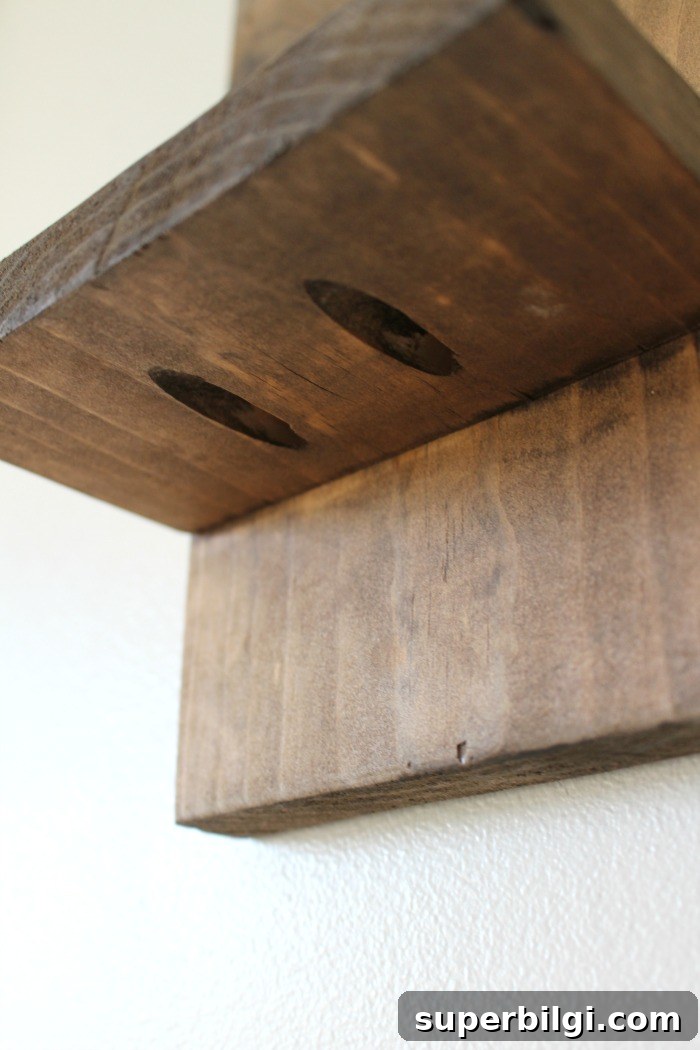DIY Chalk and Eraser Holder for Your Chalkboard 7 Underside of shelf showing pocket holes