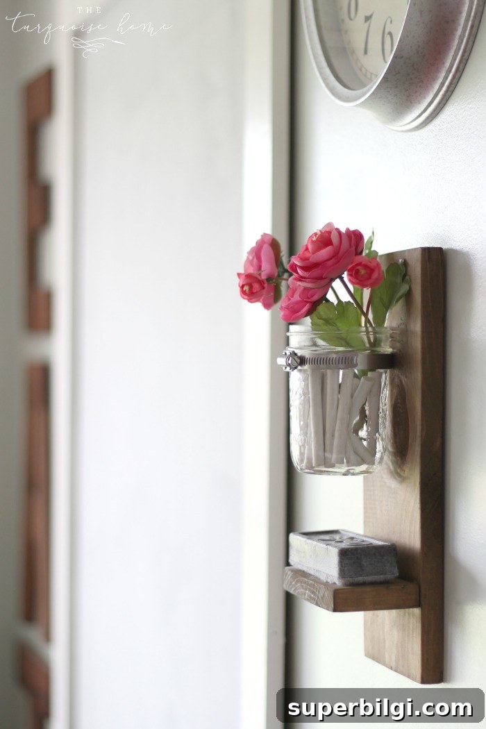 DIY Chalk and Eraser Holder for Your Chalkboard 10 Finished chalk holder with jar and flowers