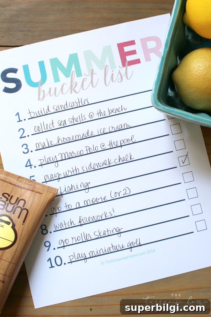 Free Printable Summer Bucket List with Fun Ideas 2 Have an intentional, fun and stress free summer!! Summer Bucket List Free Printable