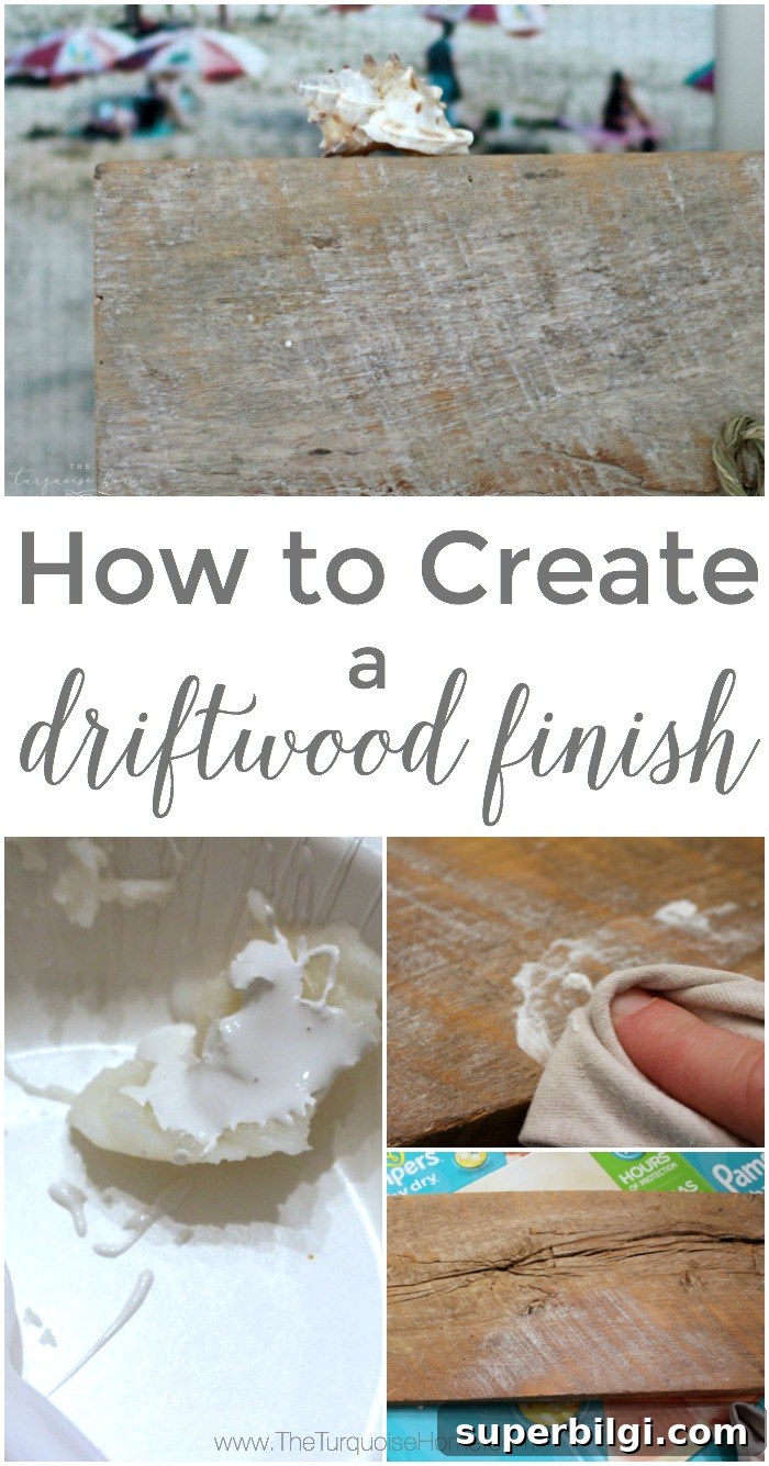 How to Create a Driftwood Finish for Furniture 9 Finished driftwood sign styled on a mantel