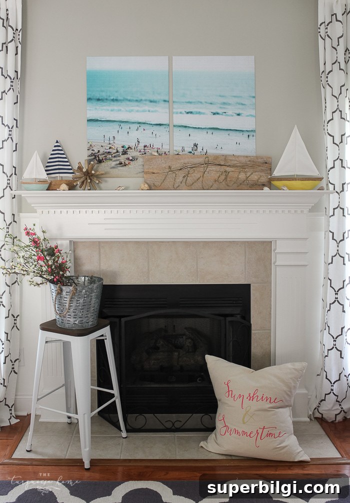beach summer decor in living room