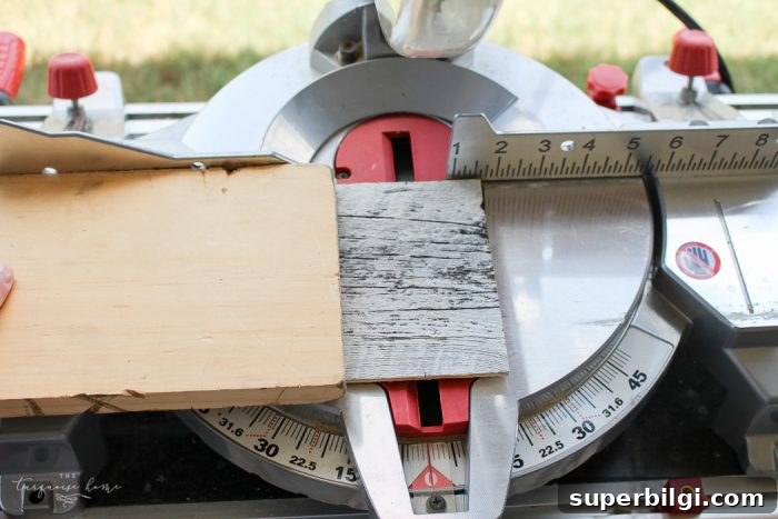 Cutting the reclaimed wood | Weathered Reclaimed Kitchen Bar