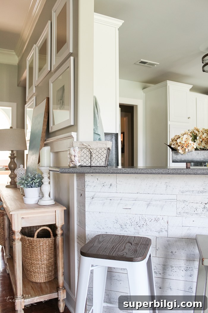 LOVE this beautiful transformation!! Weathered Reclaimed Kitchen Bar