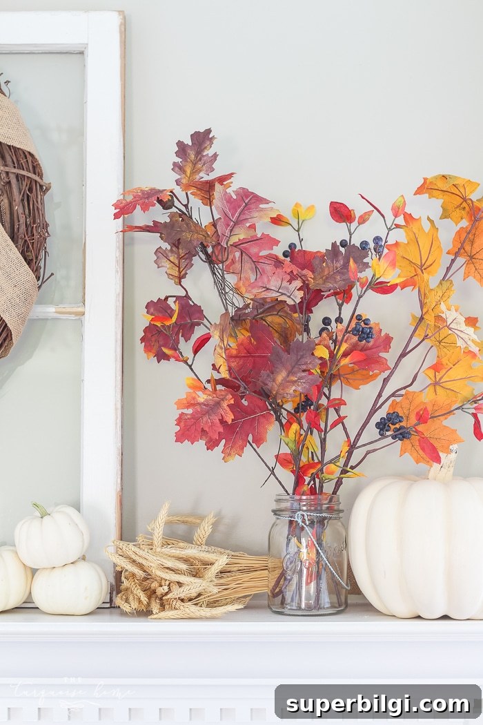 Natural Rustic Fall Mantel Decor Ideas 11 Cozy and rustic living room dressed up for fall!