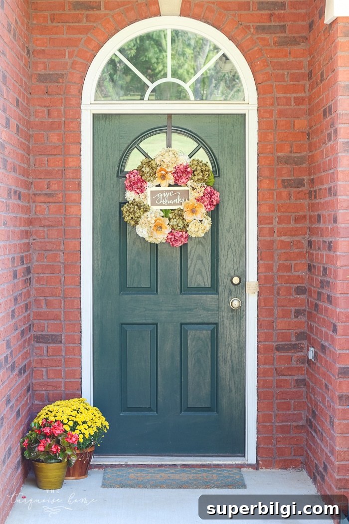 Natural Rustic Fall Mantel Decor Ideas 16 Pretty fall front door with a new DIY wreath!