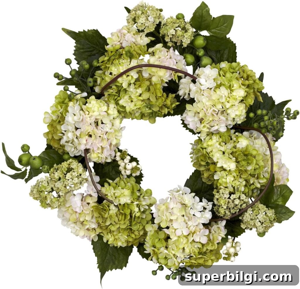DIY Fall Hydrangea Wreath with Faux Stems 15 nearly naturals hydrangea wreath