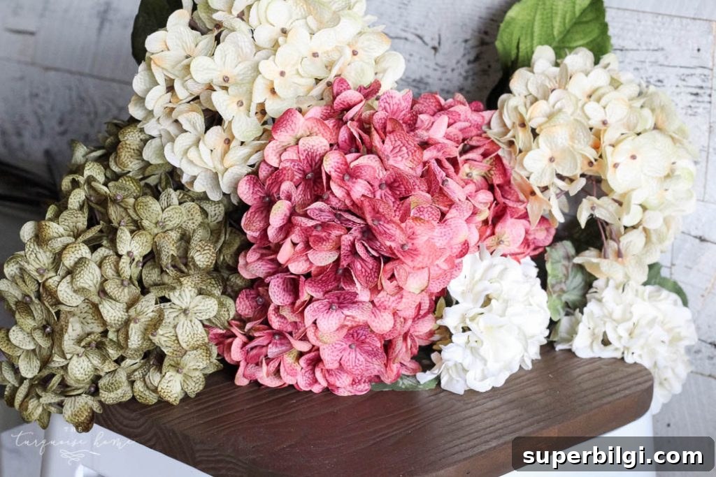 DIY Fall Hydrangea Wreath with Faux Stems 6 Materials to make a fall hydrangea wreath