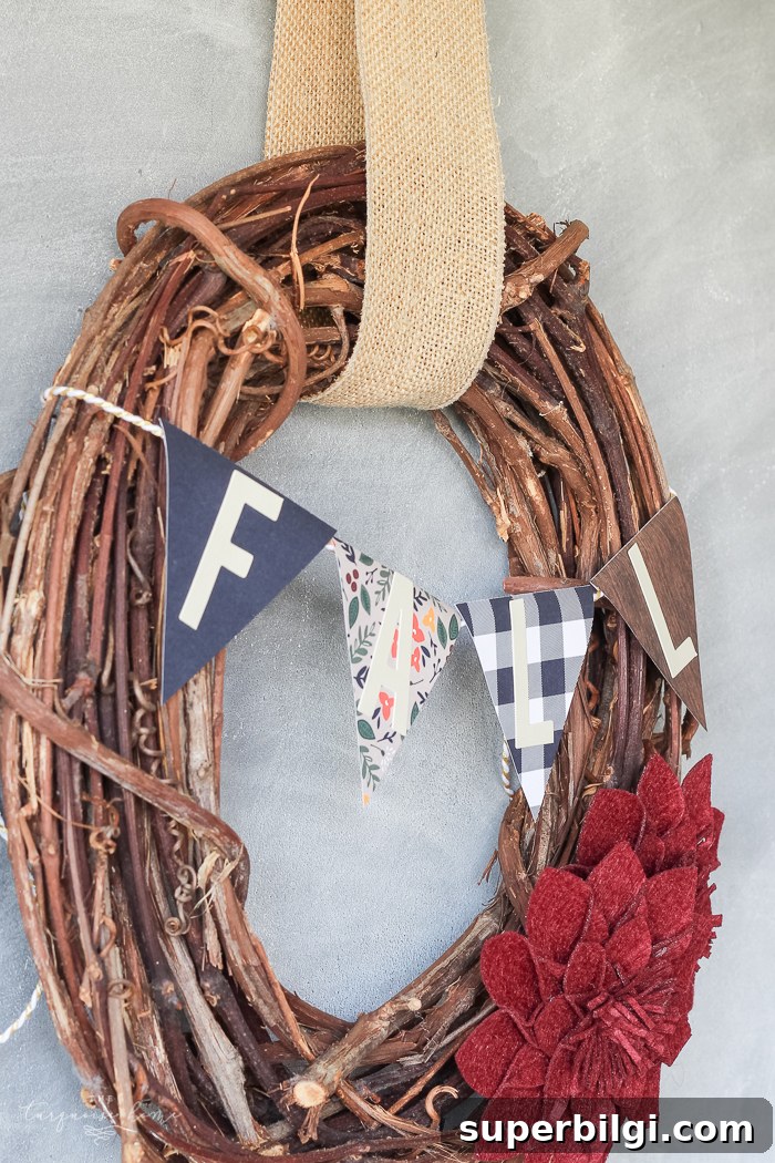 DIY Fall Wreath from Target Dollar Spot Finds 6 DIY Target Dollar Spot Fall Wreath final view