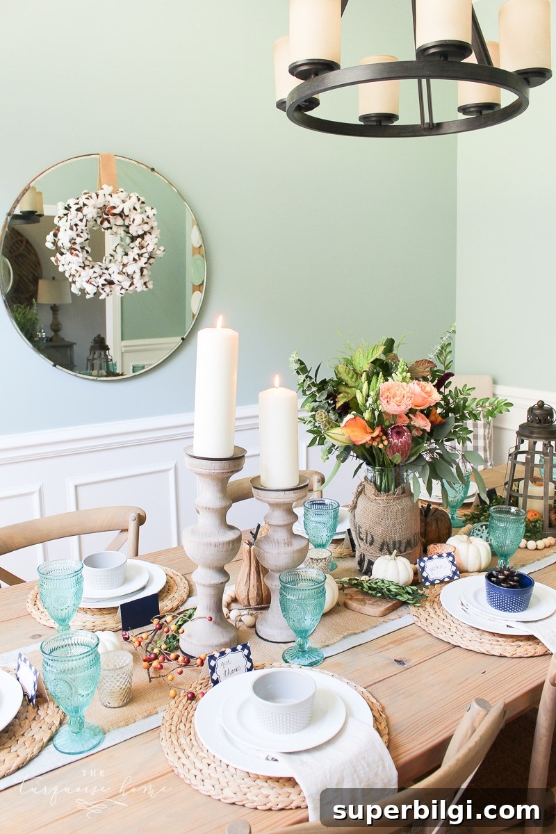 Autumn Tablescape with Farmgirl Flowers 17 Lantern, Candles and Farmgirl Flowers Fall Tablescape