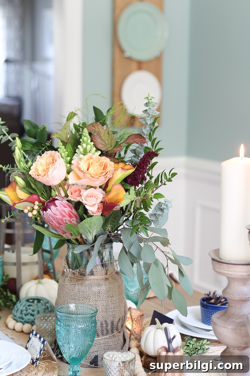 Autumn Tablescape with Farmgirl Flowers 18 Lantern, Candles and Farmgirl Flowers Fall Tablescape