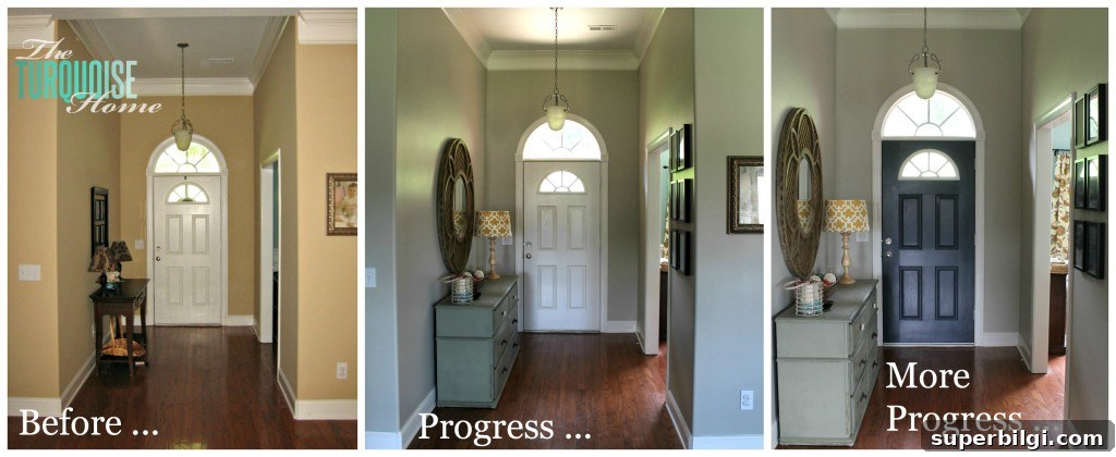 Paint an Interior Door in Hale Navy: Step-by-Step Guide 4 Painted front door collage