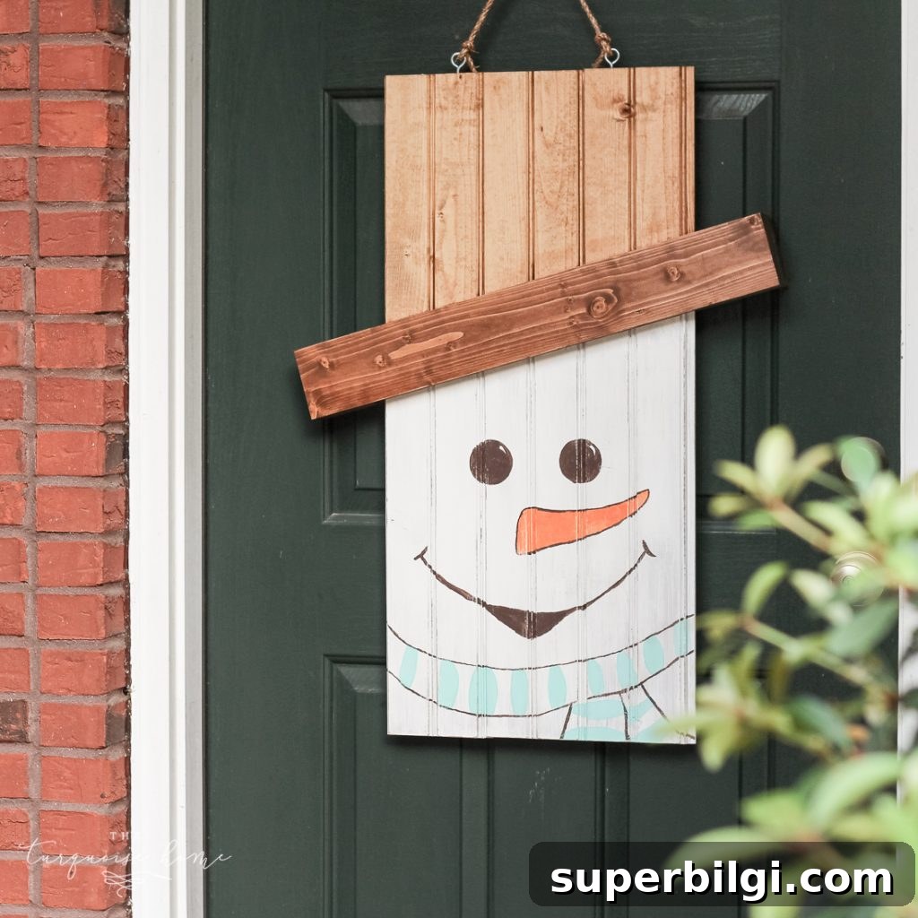 How to Make a Rustic Snowman Door Hanger for Winter 2 DIY Rustic Snowman Door Hanger #dihworkshop