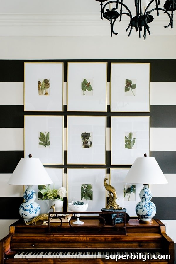 5 Gallery Wall Ideas to Transform Your Space 4 Botanical Gallery Wall with stripes! | 5 Simple Gallery Wall Ideas!