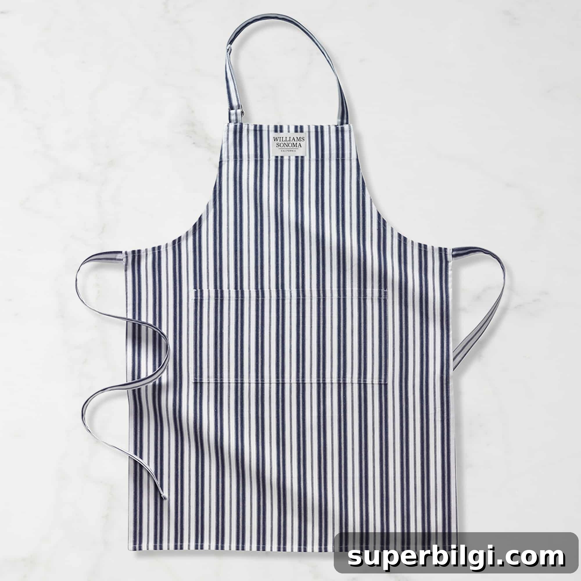 navy striped apron