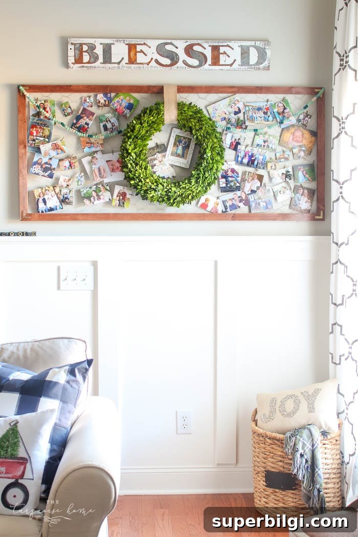 A fun way to display photo Christmas cards all year long!