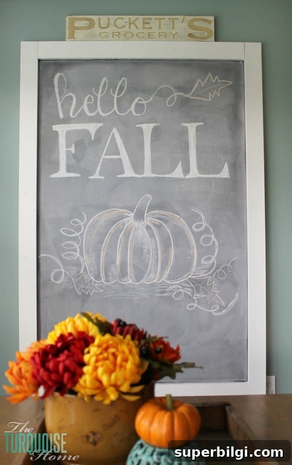 11 Fall Decor Ideas to Make Your Home Cozy 8 Hello Fall chalkboard art