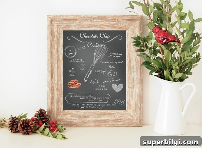 Free Chalkboard-Style Chocolate Chip Cookie Recipe Printable 2 Super cute! And you'll never forget the recipe! Chalkboard Chocolate Chip Cookie Recipe Printable