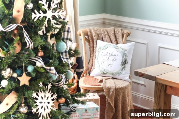 Navy Turquoise Christmas Tree Styled with Buffalo Check Ribbon 6 Navy Buffalo Check and Turquoise Christmas Tree