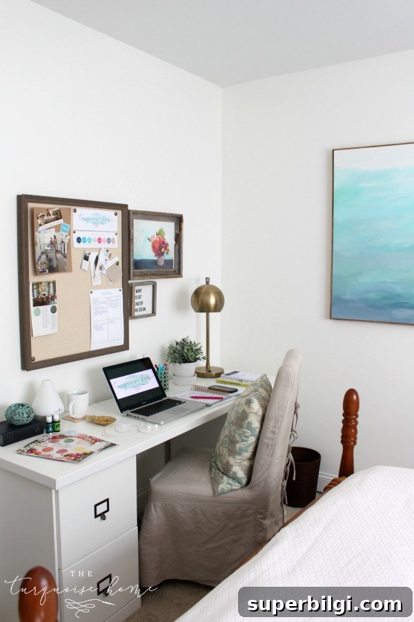 Organize Your Workday: Proven Tips for Peak Productivity 3 Simply White Painted Office | Easy Steps for Painting a Room | TheTurquoiseHome.com