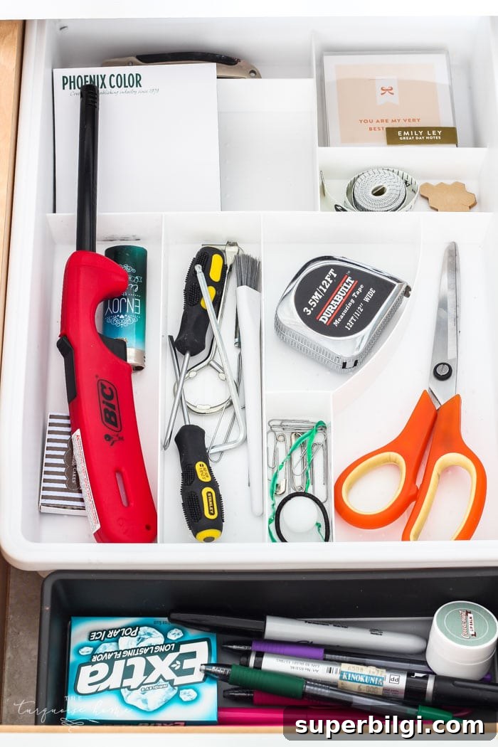 Junk Drawer Makeover: Declutter and Organize in 15 Minutes 5 Neatly organized command center drawer