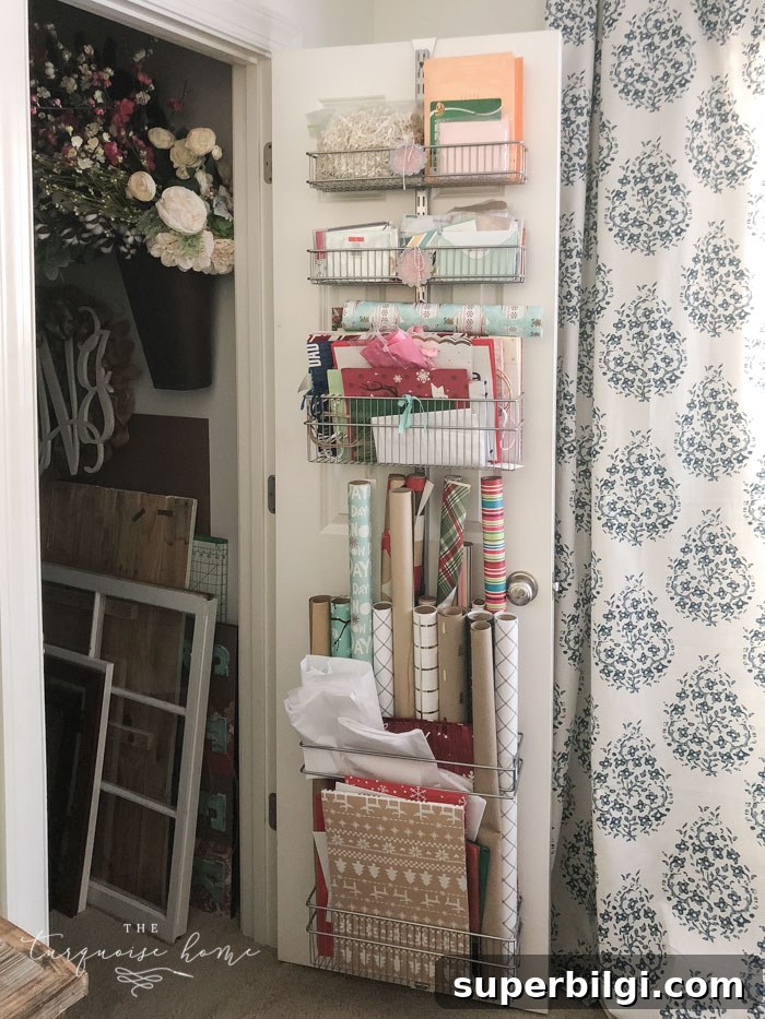 Organize a Home With No Storage: Space-Saving Solutions 9 Organize your gift wrapping supplies with this over-the-door system!